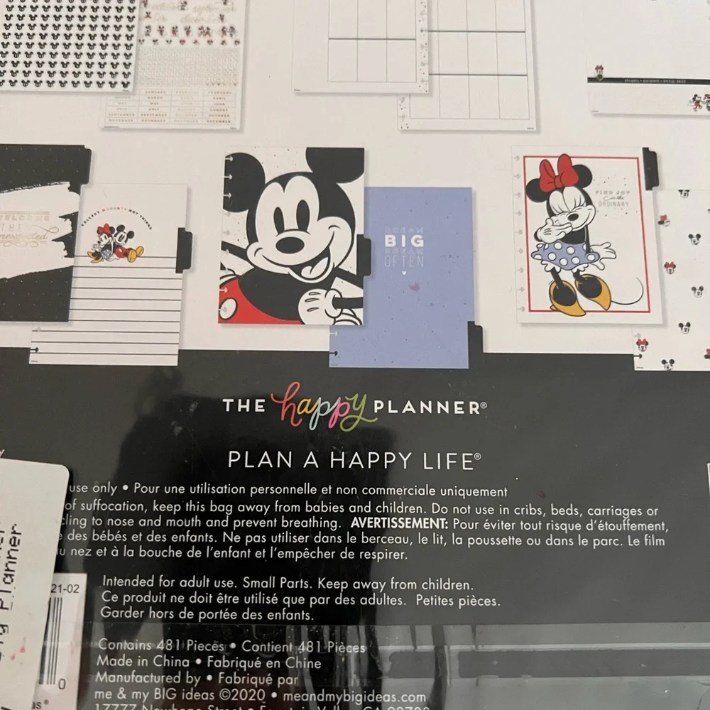 Disney Mickey Mouse Happy Planner Extension with Black, White, and Gold